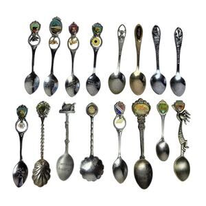 Vintage State Souvenir Spoons Cities Lot of 16 Tourism Collectable Travel
